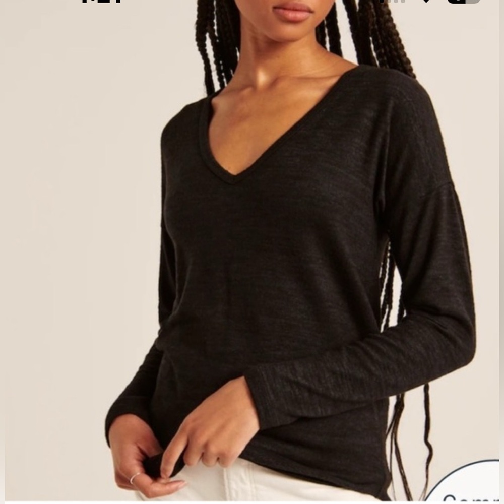 Abercrombie & Fitch Heathered Black Soft A&F Cozy Long Sleeve Leggings Tee Sz S